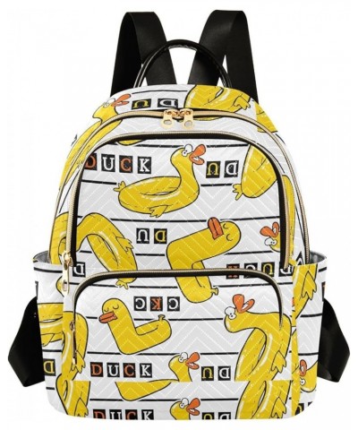 Backpack Purse for Women Cartoon Doodle Yellow Duck, Mini Fashion Backpack Amusing Lightweight Casual Daypack Shoulder Bag Tr...