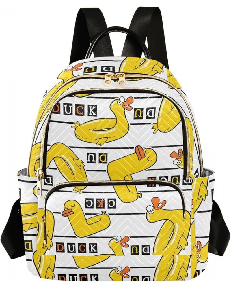 Backpack Purse for Women Cartoon Doodle Yellow Duck, Mini Fashion Backpack Amusing Lightweight Casual Daypack Shoulder Bag Tr...