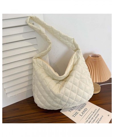 Down jacket bag Solid color Tote bag Lingge casual shoulder bag White $22.01 Totes