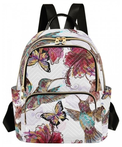 Bird Women Backpack Hummingbird Hibiscus Butterfly Gorgeous Anti-Theft Travel Backpack with Luggage Belt Lightweight Handbag ...