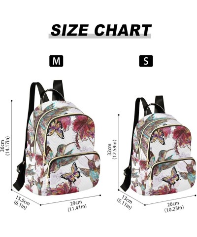 Bird Women Backpack Hummingbird Hibiscus Butterfly Gorgeous Anti-Theft Travel Backpack with Luggage Belt Lightweight Handbag ...