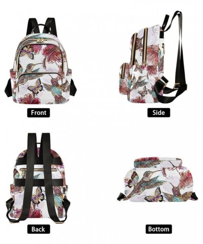 Bird Women Backpack Hummingbird Hibiscus Butterfly Gorgeous Anti-Theft Travel Backpack with Luggage Belt Lightweight Handbag ...