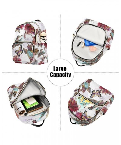 Bird Women Backpack Hummingbird Hibiscus Butterfly Gorgeous Anti-Theft Travel Backpack with Luggage Belt Lightweight Handbag ...