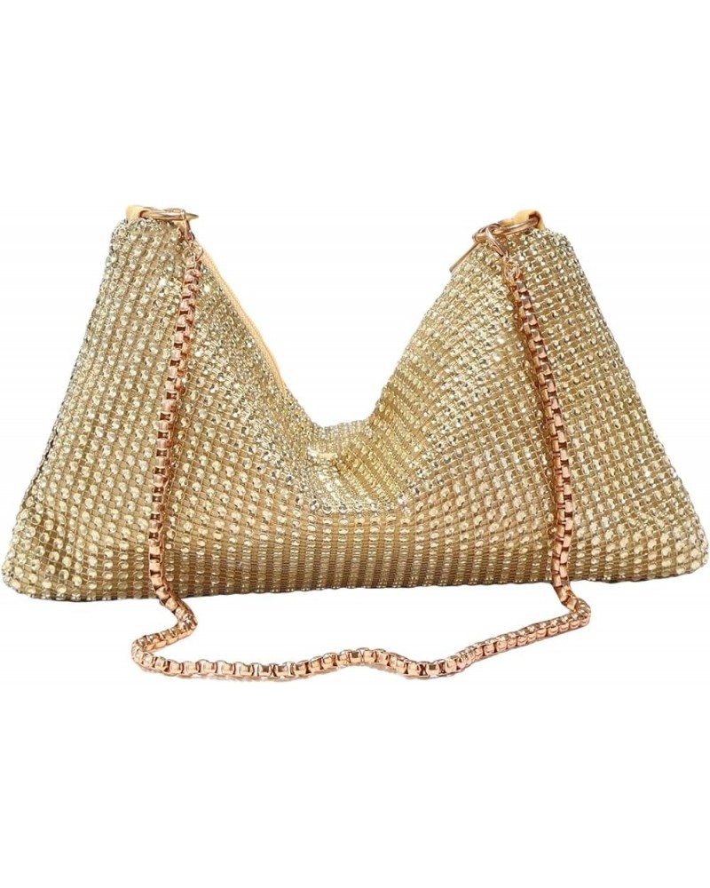 Women's Glitter Decorated Shoulder Bags with Rhinestone Evening Party Sparkle Mini Square Handbags Purse Underarm Bag Gold $1...