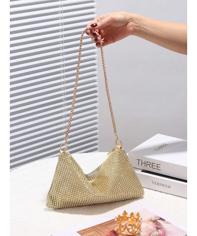 Women's Glitter Decorated Shoulder Bags with Rhinestone Evening Party Sparkle Mini Square Handbags Purse Underarm Bag Gold $1...