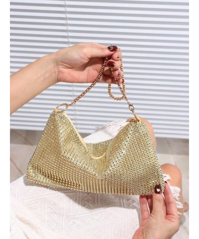 Women's Glitter Decorated Shoulder Bags with Rhinestone Evening Party Sparkle Mini Square Handbags Purse Underarm Bag Gold $1...