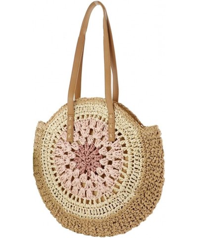 Women Hobo Straw Handbags Handwoven Round Straw Bags Multi-purpose Ladies Fashionable Rattan Tote Purse With Zipper 2024 Pink...