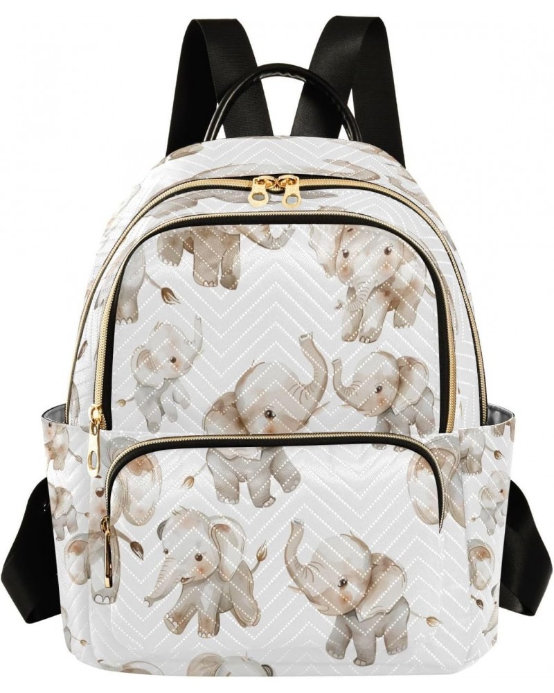 Elephant on White Women Backpack Purse Ladies Fashion Shoulder Bag Daypack Travel Bag 10L $18.54 Backpacks