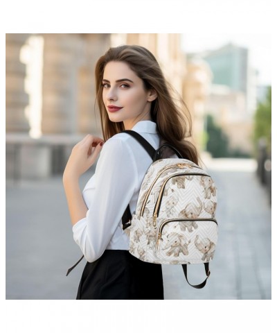 Elephant on White Women Backpack Purse Ladies Fashion Shoulder Bag Daypack Travel Bag 10L $18.54 Backpacks