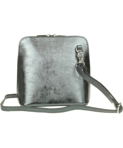 Leather Snake Skin Rigid Cross Body Shoulder Bag Metallic Pewter $37.49 Crossbody Bags