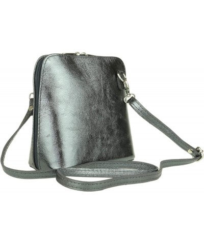 Leather Snake Skin Rigid Cross Body Shoulder Bag Metallic Pewter $37.49 Crossbody Bags