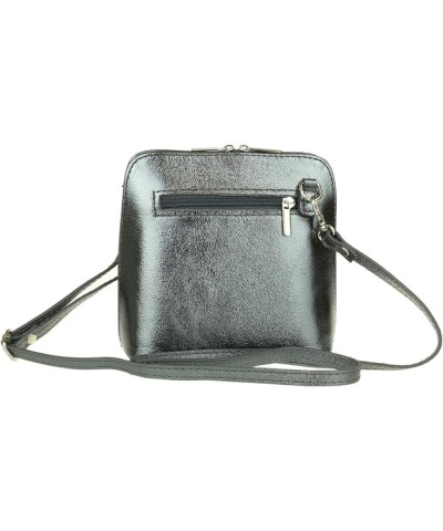 Leather Snake Skin Rigid Cross Body Shoulder Bag Metallic Pewter $37.49 Crossbody Bags