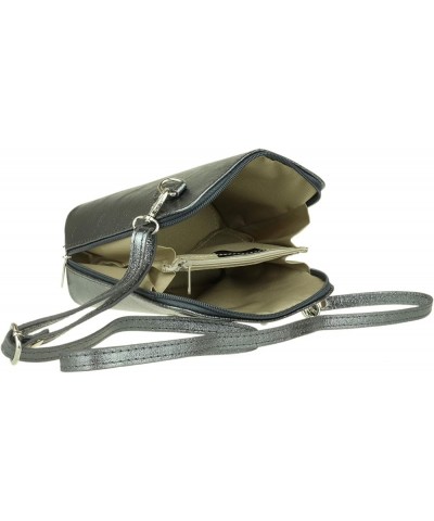 Leather Snake Skin Rigid Cross Body Shoulder Bag Metallic Pewter $37.49 Crossbody Bags