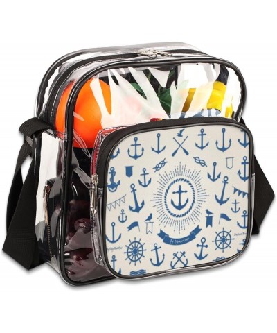 Anchor Style Stadium-Approved Clear Crossbody Bag with Colorful Print Design Anchor Style $13.67 Crossbody Bags