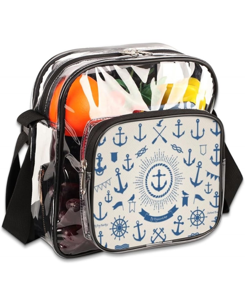 Anchor Style Stadium-Approved Clear Crossbody Bag with Colorful Print Design Anchor Style $13.67 Crossbody Bags