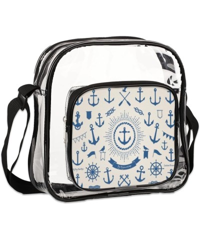 Anchor Style Stadium-Approved Clear Crossbody Bag with Colorful Print Design Anchor Style $13.67 Crossbody Bags