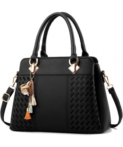 Women Purses Satchel Handbags Ladies Designer Top Handle Tote Bag PU Leather Bag Black $25.86 Totes