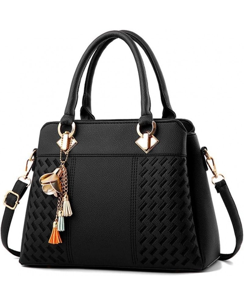 Women Purses Satchel Handbags Ladies Designer Top Handle Tote Bag PU Leather Bag Black $25.86 Totes