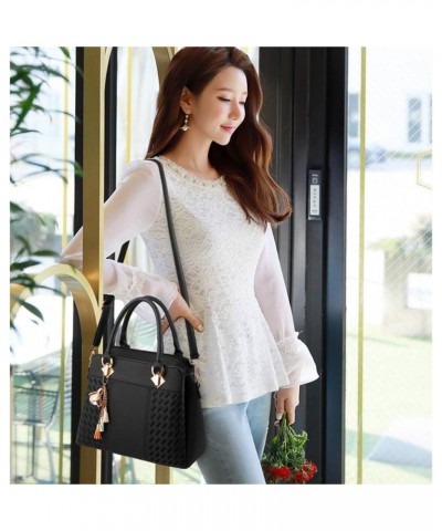 Women Purses Satchel Handbags Ladies Designer Top Handle Tote Bag PU Leather Bag Black $25.86 Totes