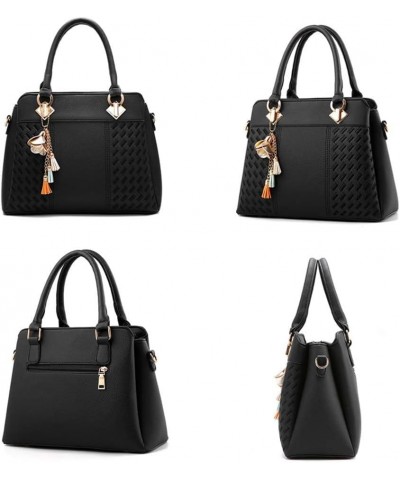 Women Purses Satchel Handbags Ladies Designer Top Handle Tote Bag PU Leather Bag Black $25.86 Totes