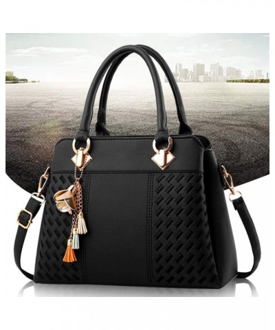 Women Purses Satchel Handbags Ladies Designer Top Handle Tote Bag PU Leather Bag Black $25.86 Totes