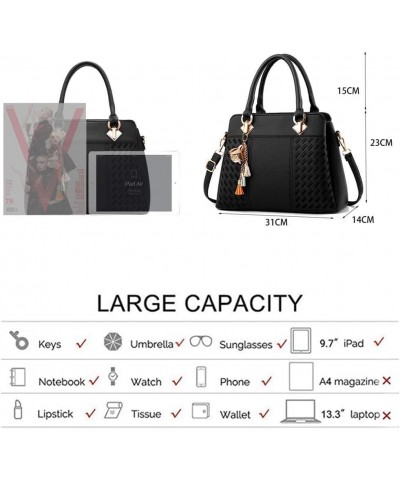 Women Purses Satchel Handbags Ladies Designer Top Handle Tote Bag PU Leather Bag Black $25.86 Totes