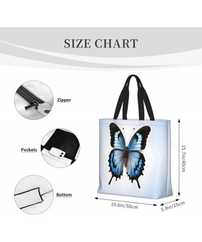 Blue Butterfly Print Fashion Tote Bag,Travel Handbag For Women, Hobo Bags, Work Shoulder Bags Crossbody Bag Blue Butterfly $1...