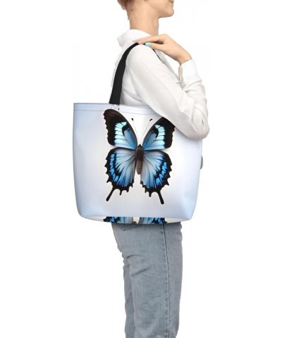 Blue Butterfly Print Fashion Tote Bag,Travel Handbag For Women, Hobo Bags, Work Shoulder Bags Crossbody Bag Blue Butterfly $1...