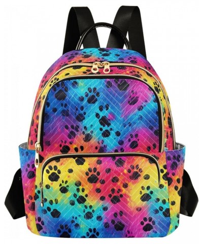 Cat Paw Rainbow Backpack for Women Fashion Shoulder Bags Small Casual Daypack Travel Bag S 202a3014 M(11.4"x6.1"x14.17") 202a...