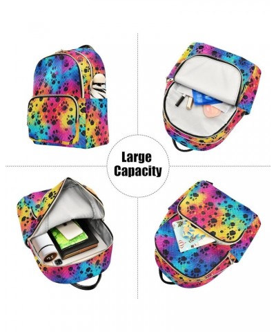 Cat Paw Rainbow Backpack for Women Fashion Shoulder Bags Small Casual Daypack Travel Bag S 202a3014 M(11.4"x6.1"x14.17") 202a...