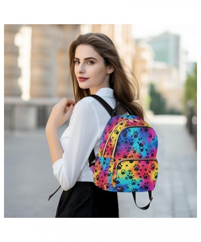 Cat Paw Rainbow Backpack for Women Fashion Shoulder Bags Small Casual Daypack Travel Bag S 202a3014 M(11.4"x6.1"x14.17") 202a...