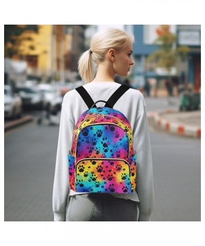 Cat Paw Rainbow Backpack for Women Fashion Shoulder Bags Small Casual Daypack Travel Bag S 202a3014 M(11.4"x6.1"x14.17") 202a...