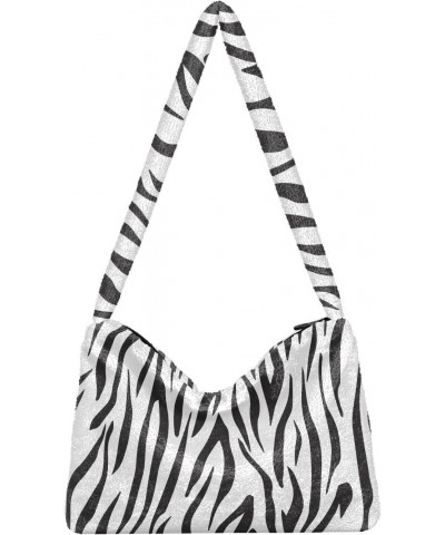 Zebra Black White Shoulder Tote Bags for Women Furry Crossbody bag Hobo Handbag Purses for Shopping Working Traveling $10.08 ...