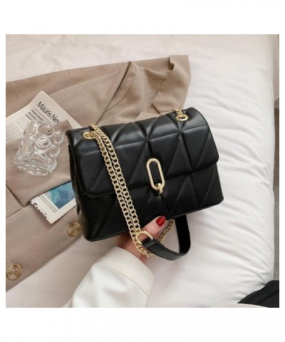 Chain Shoulder Crossbody Bags for Women Handbag and Purse Soft Vegan Leather Trendy Clutch Totes Black $10.00 Crossbody Bags