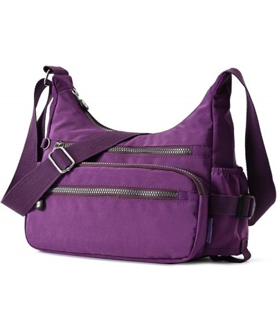 Women Shoulder Purses Nylon Crossbody Bags Lightweight Messenger Handbags with Multipockets Purple $16.80 Shoulder Bags