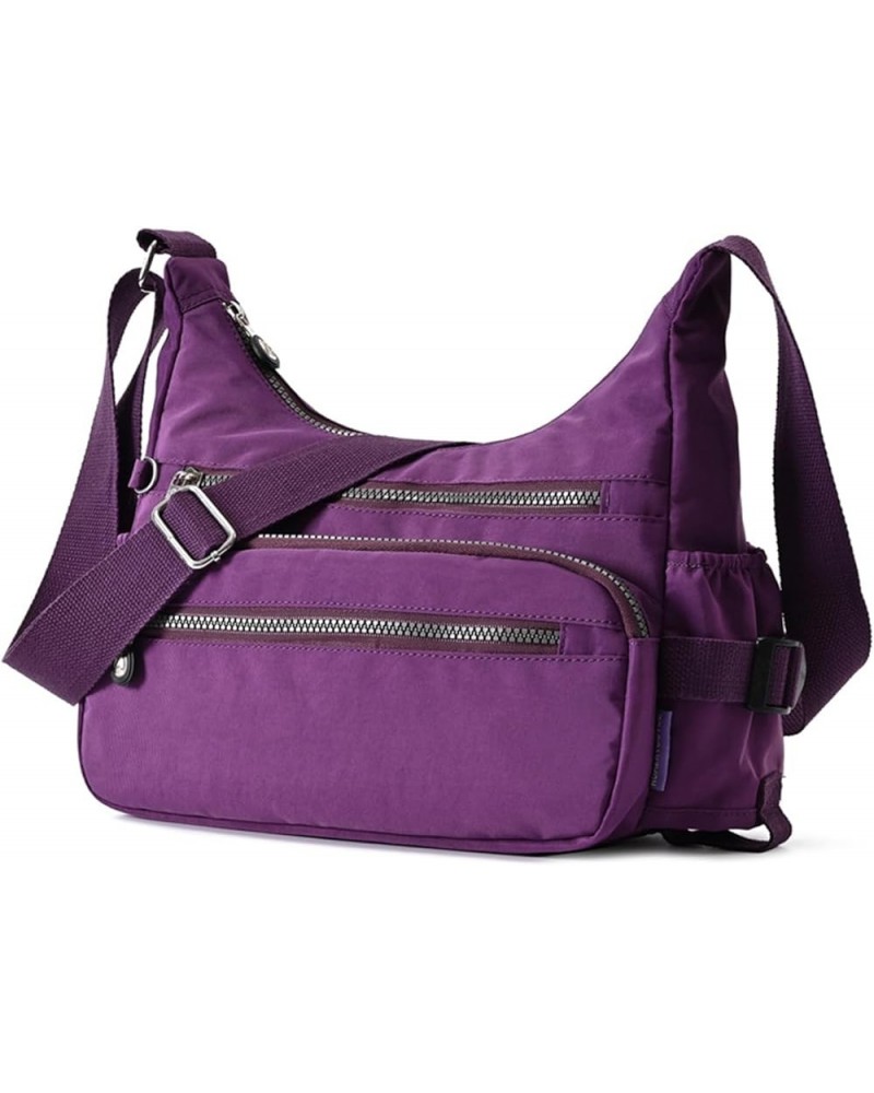 Women Shoulder Purses Nylon Crossbody Bags Lightweight Messenger Handbags with Multipockets Purple $16.80 Shoulder Bags