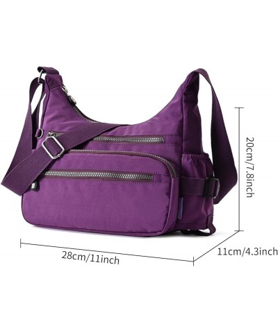 Women Shoulder Purses Nylon Crossbody Bags Lightweight Messenger Handbags with Multipockets Purple $16.80 Shoulder Bags