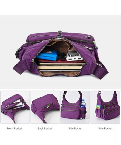 Women Shoulder Purses Nylon Crossbody Bags Lightweight Messenger Handbags with Multipockets Purple $16.80 Shoulder Bags