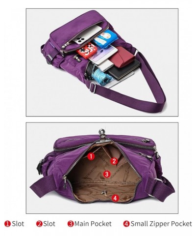 Women Shoulder Purses Nylon Crossbody Bags Lightweight Messenger Handbags with Multipockets Purple $16.80 Shoulder Bags