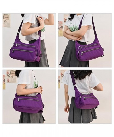 Women Shoulder Purses Nylon Crossbody Bags Lightweight Messenger Handbags with Multipockets Purple $16.80 Shoulder Bags