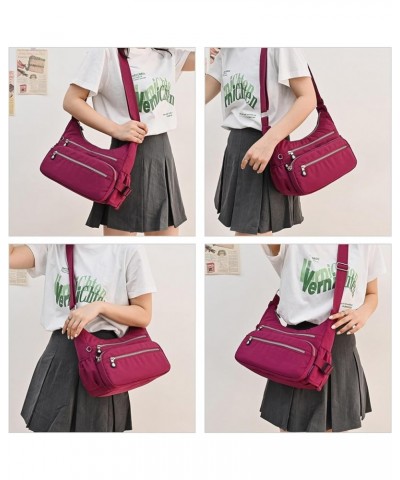 Women Shoulder Purses Nylon Crossbody Bags Lightweight Messenger Handbags with Multipockets Purple $16.80 Shoulder Bags