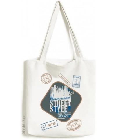 Graffiti Street Landmark Urban Art Pattern Stamp Shopping Ecofriendly Storage Canvas Tote Bag $18.28 Totes