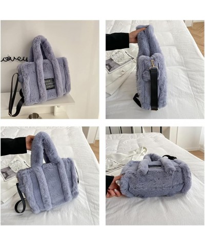 Light Academia Aesthetic Fuzzy Tote Bag for Women Teen Girls Preppy Fuzzy Tote Bag for School Plush Crossbody Bag Black $15.6...