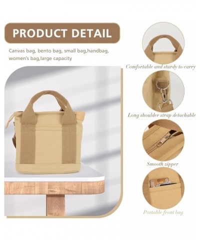 Small Cute Canvas Tote Bag Multiple Pockets Crossbody Shoulder Bag Casual Satchel Hobo Handbag Messenger Purse Khaki $9.23 Totes