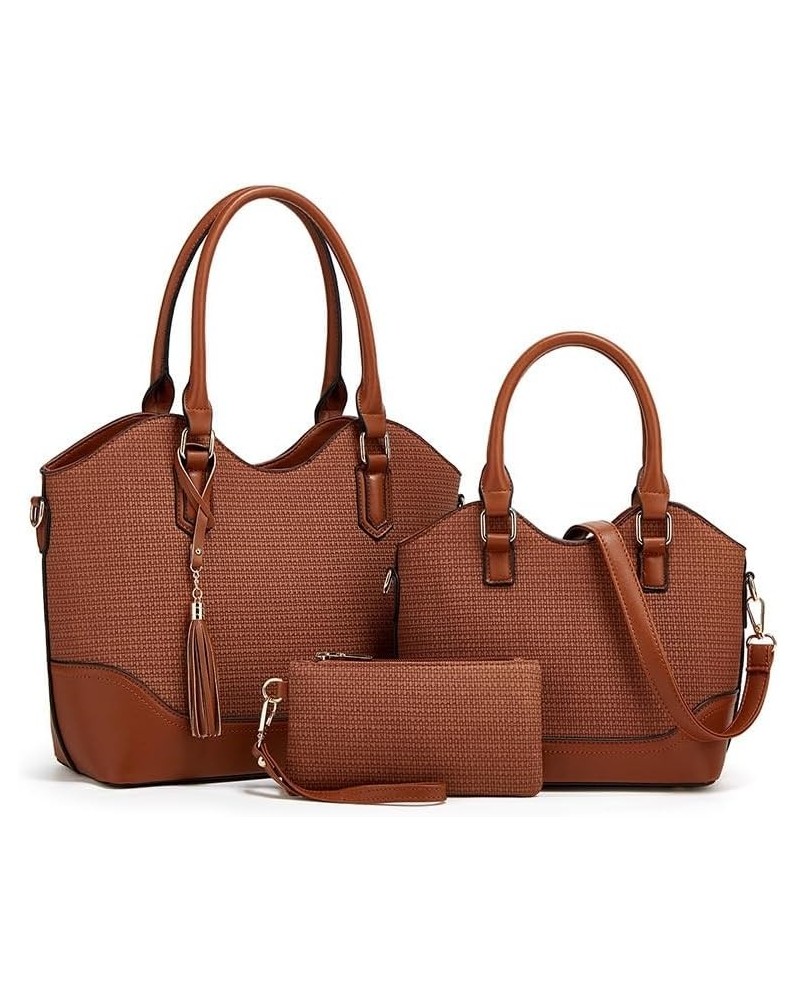 Women Fashion Shoulder Handbags Wallet Tote Bag Top Handle Satchel Hobo with Zipper Closure Set 918-brown $22.41 Totes