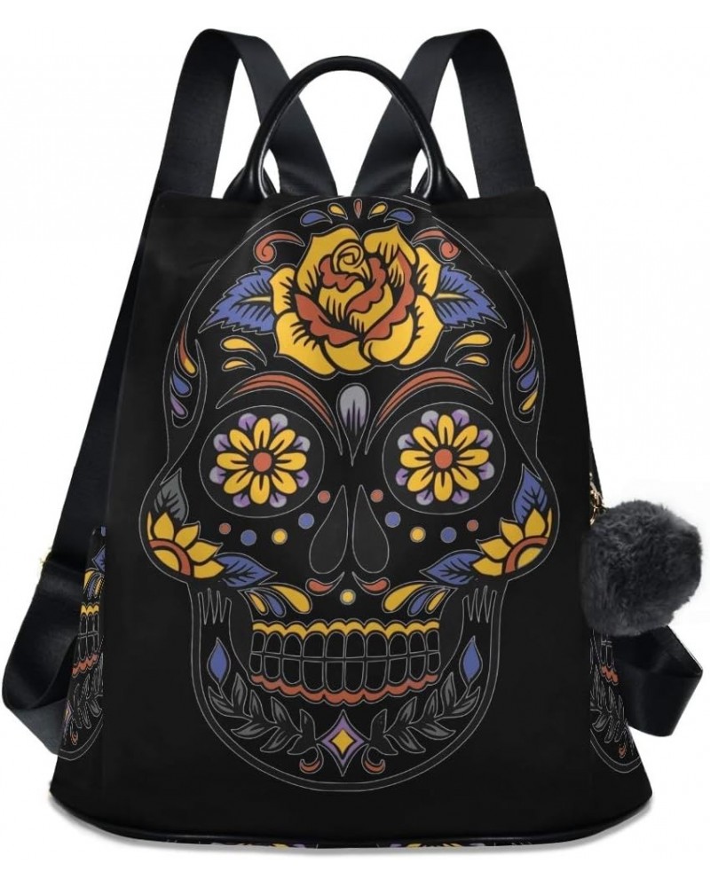 Skull Pirates on Rose Backpack Purse with Adjustable Straps for Woman Ladies Multi 04 $20.79 Backpacks