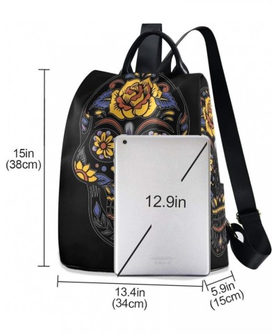 Skull Pirates on Rose Backpack Purse with Adjustable Straps for Woman Ladies Multi 04 $20.79 Backpacks