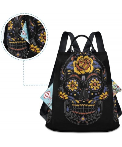 Skull Pirates on Rose Backpack Purse with Adjustable Straps for Woman Ladies Multi 04 $20.79 Backpacks