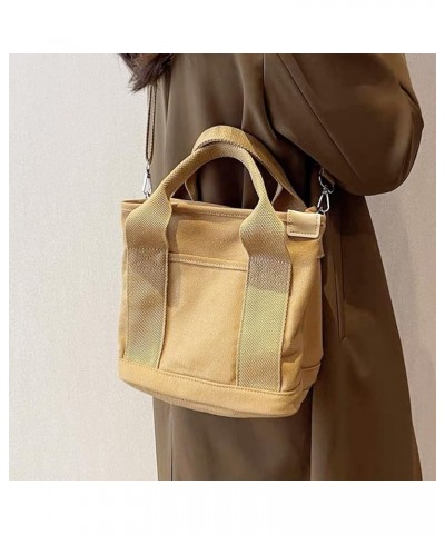 Small Cute Canvas Tote Bag Multiple Pockets Crossbody Shoulder Bag Casual Satchel Hobo Handbag Messenger Purse Khaki $9.23 Totes