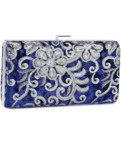 Evening Bag Both Side Sparkly Bag， Ladies Elegant Suede Embroidered Clutch for Wedding Party Disco (Color : Blue) Black $31.8...